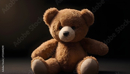 Mumbling Teddy bear isolated on dark background photo