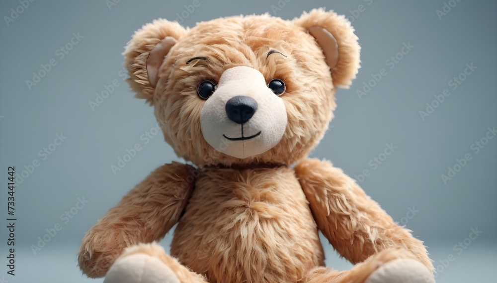 Fototapeta premium Satisfie furry Teddy bear isolated on light grey background