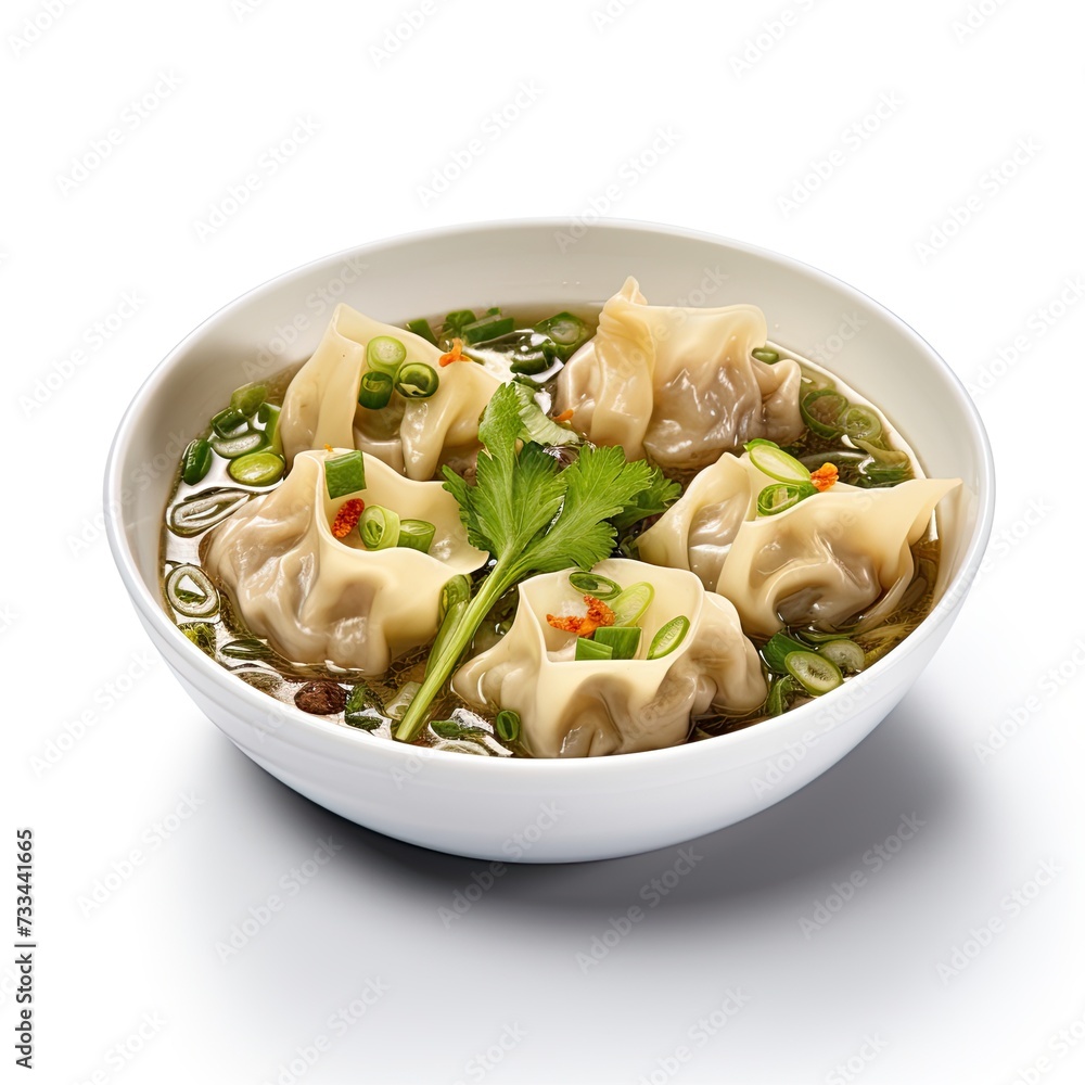 Wonton soup closeup isolated on white background Wonton soup closeup isolated on white background