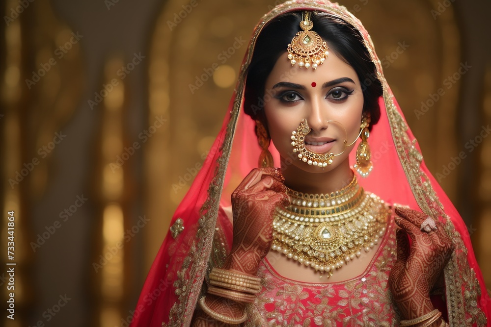 Bridal Gold: Rococo Elegance in Indian Wedding generative ai