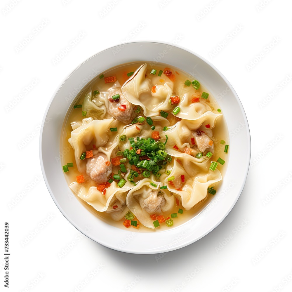 Wonton soup closeup isolated on white background Wonton soup closeup isolated on white background
