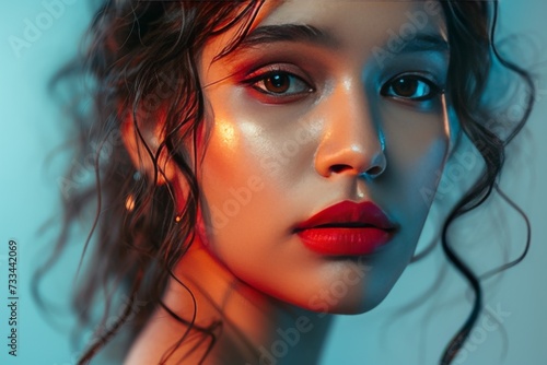 Neo-Pop Beauty: Trust and Elegance in Red Lipstick generative ai