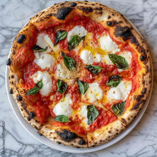 pizza Margherita vue du dessus - IA Generative