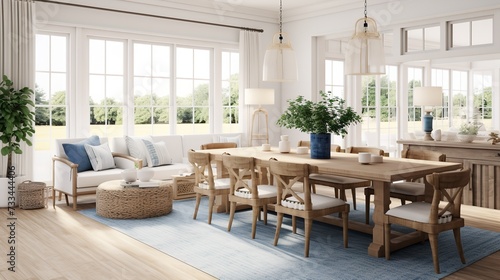 Coastal Farmhouse Fusion: Serene Living Room with Beachy and Rustic Elements © VisualMarketplace
