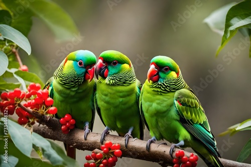 two parrots on a branch