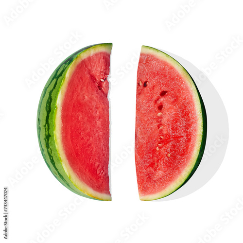 Fresh sliced watermelon on white background