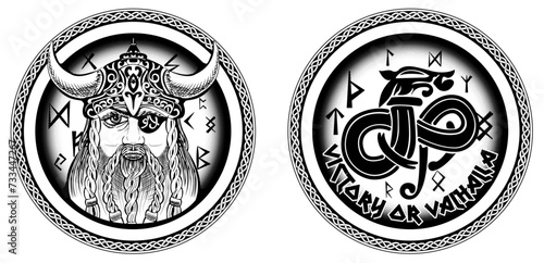Viking Coin Front and Back - Vector Illustration