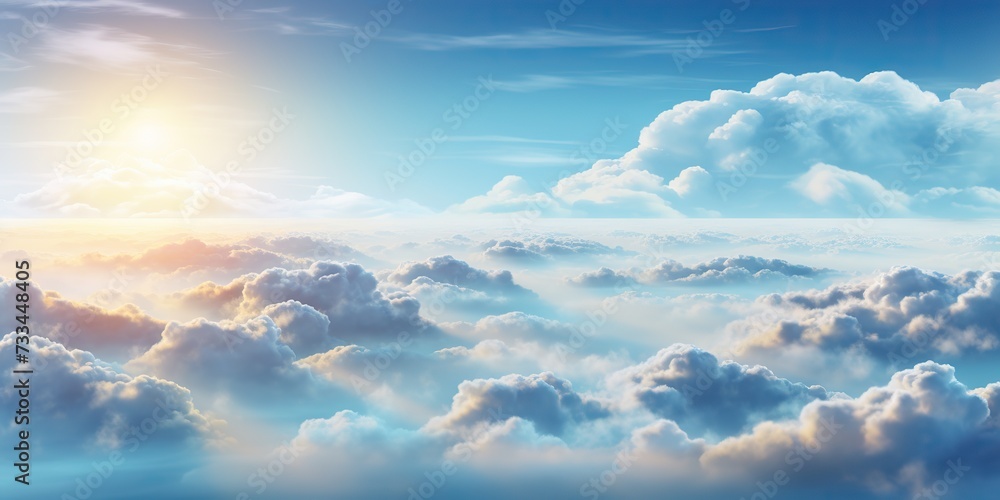 Obraz premium Ligh open air sky with fluffy clouds decoration