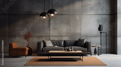 Urban Edge  Industrial Chic Living Room with Raw Textures and Metal Accents