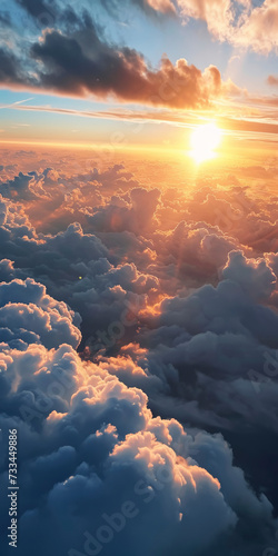 Aerial Sunrise View Above Clouds