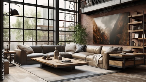 Urban Rusticity: Industrial Rustic Living Room with Raw Edges and Warmth