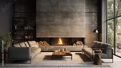 Urban Rusticity: Industrial Rustic Living Room with Raw Edges and Warmth
