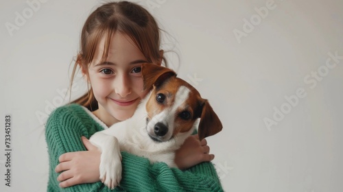 Girl Embracing Jack Russell Terrier