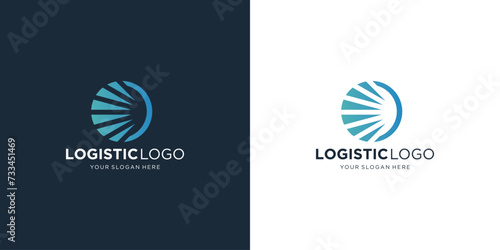 Fototapeta Naklejka Na Ścianę i Meble -  Logo for logistics and delivery company. right Arrow with negative space shape design.