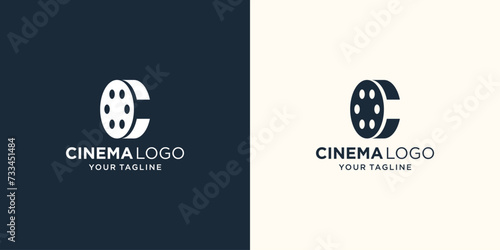 Simple Minimalist Clever Initial Letter C with Video Camera for Cinema Movie Production