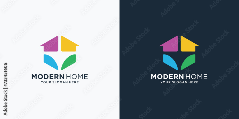 Abstract home logo design template. Minimal real estate property vector symbol with colorful inspiration Abstract home logo design template. Minimal real estate property vector symbol with colorful inspiration