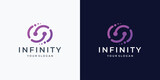 infinity dot tech logo design inspiration. line art style modern infinite, loop symbol branding.
