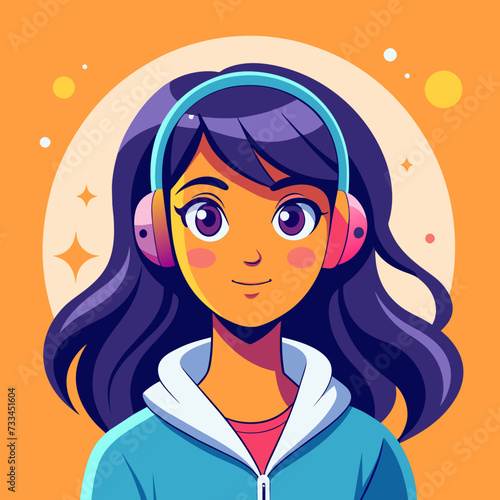 girl wearing headphone	