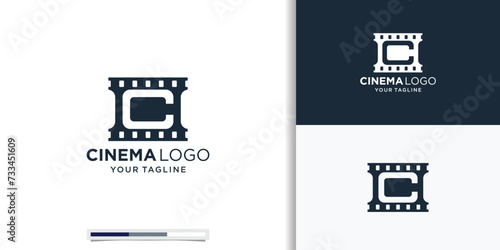 Initial Letter C with Film stripes for Movie Production logo design inspirations photo