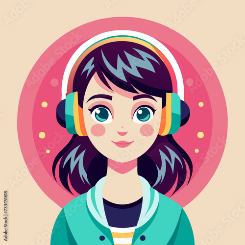 girl wearing headphone 