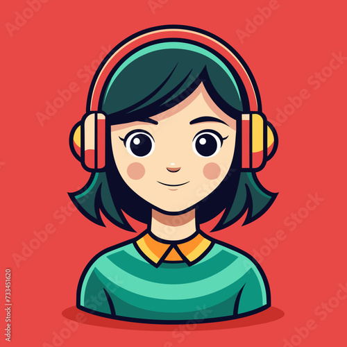 girl wearing headphone	
