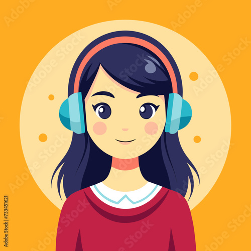 girl wearing headphone	