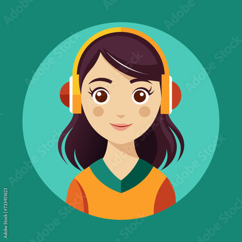 girl wearing headphone	