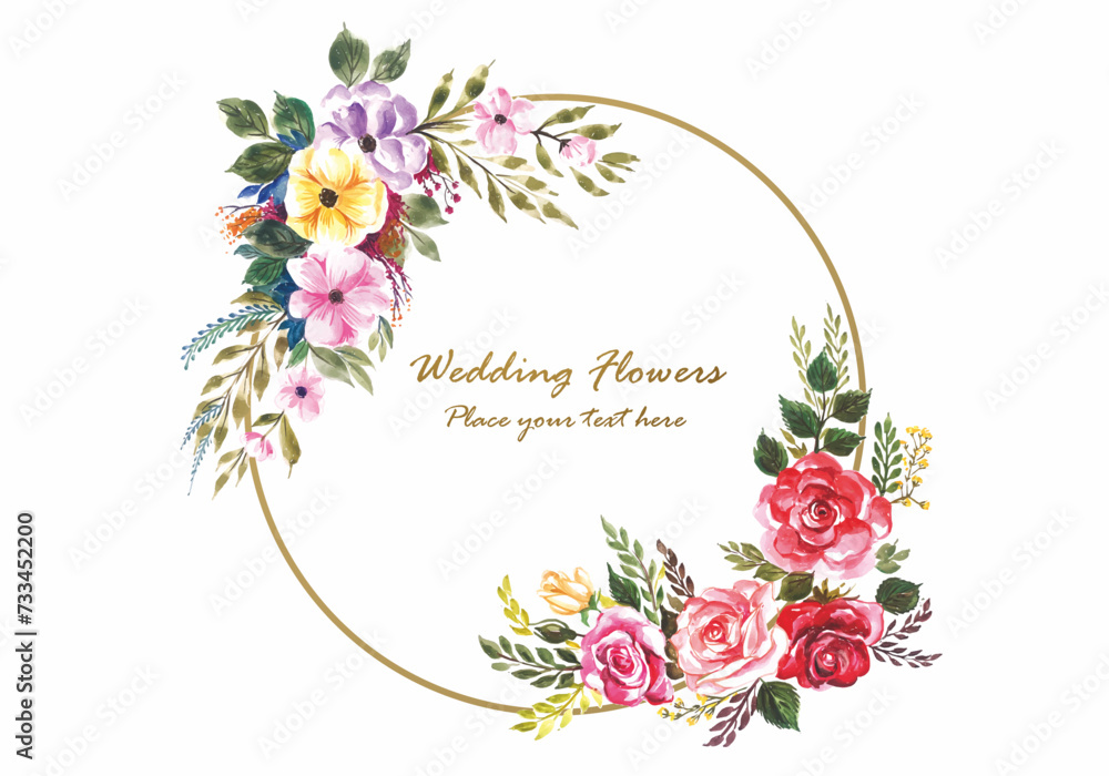 flowers frame with wedding card background vector
