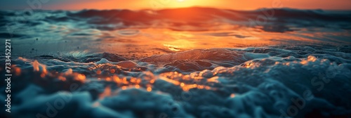 sunrise over the waves in the sea