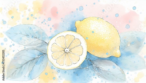 whole lemon and half with leaves