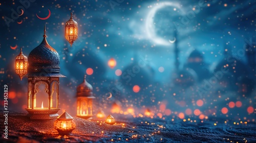 Arabic lantern of ramadan celebration, ramadan kareem background © Beny