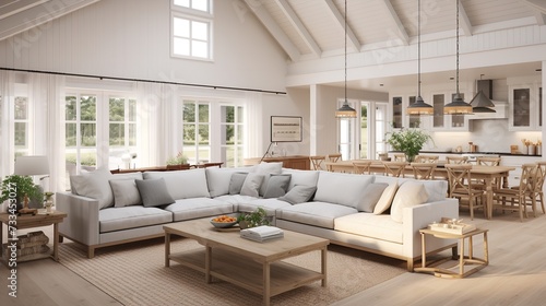 Cozy Modern Farmhouse Living Room with Rustic Charm and Contemporary Twist © VisualMarketplace