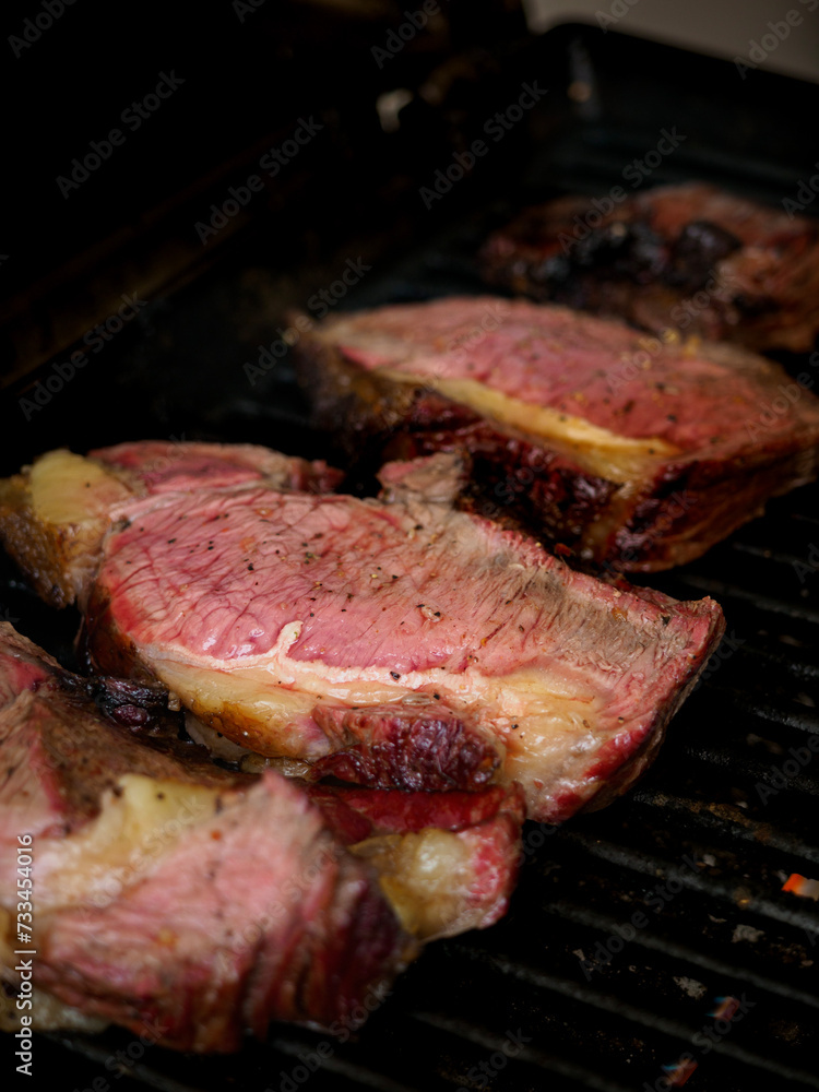 medium-rare grilled steak 