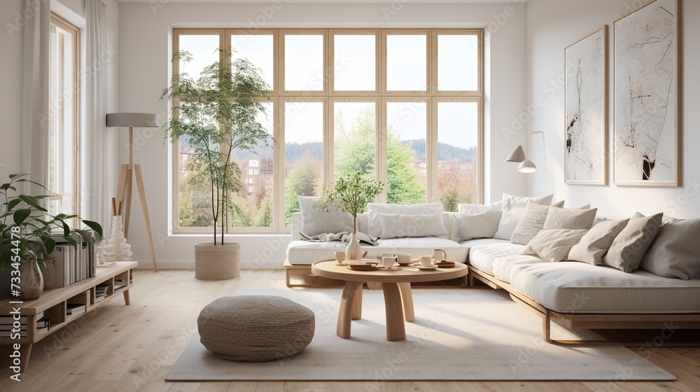 Nordic Harmony: Scandinavian Inspired Living Room, Simplicity & Function