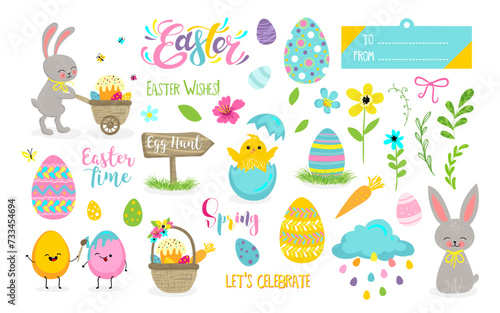 Happy Easter design elements set