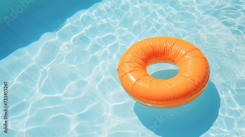 An orange inflatable circle on the surface of the pool