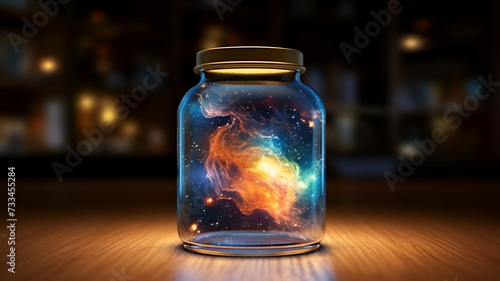"Galaxy in a Jar: Capturing the Infinite Cosmos in Photorealistic 3D Art"