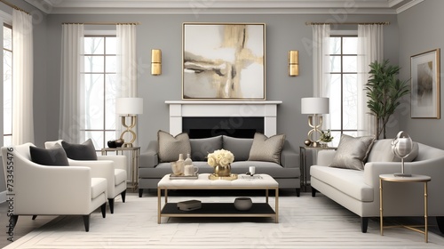 Seamless Blend: Transitional Living Room Merging Classic and Contemporary