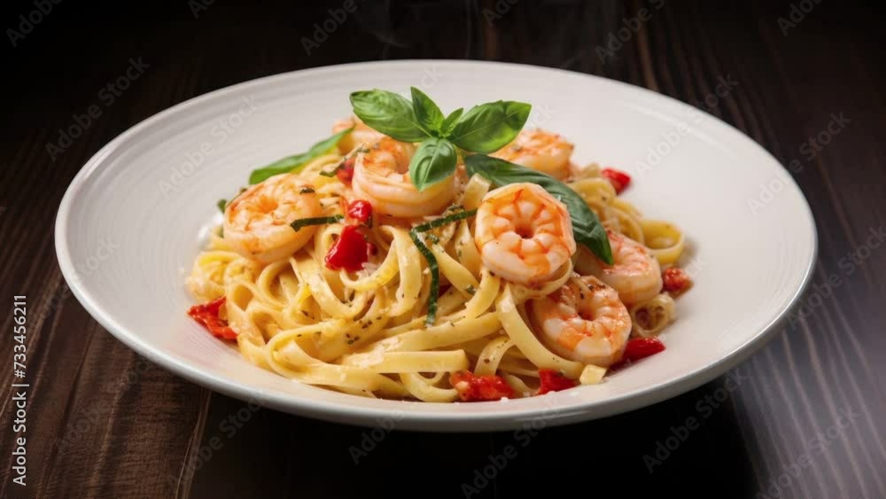 Zooming in on Fettuccine Alfredo with Shrimp Zooming in on Fettuccine Alfredo with Shrimp
