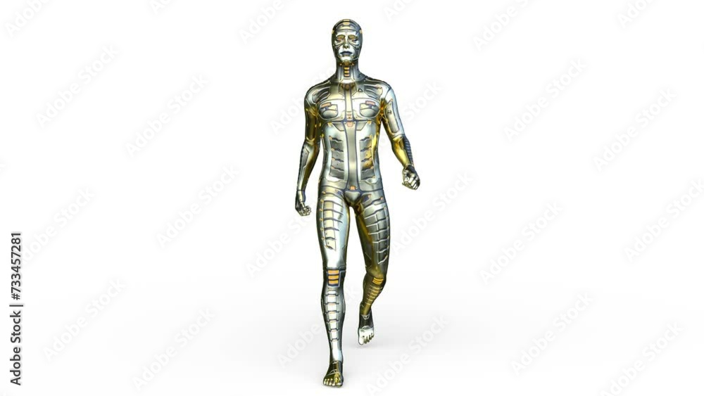 歩く男性サイボーグ 3DCGレンダリング 歩く男性サイボーグ 3DCGレンダリング