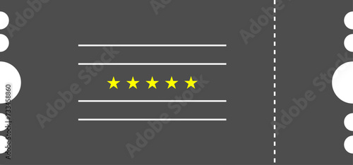 Flat vector art illustration of a smple  movie ticket icon on transparent background