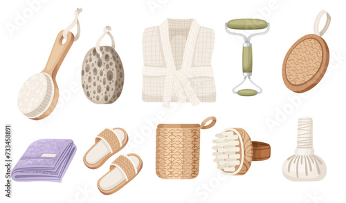 Set of items for bath or shower theme vector illustration isolated on white background