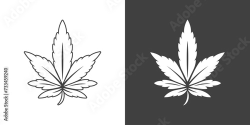 Cannabis Leave Icon. Hemp  Cannabis Leaf Silhouette  Flat Icon Closeup Isolated. Growing Medical Marijuana. Vector Illustration