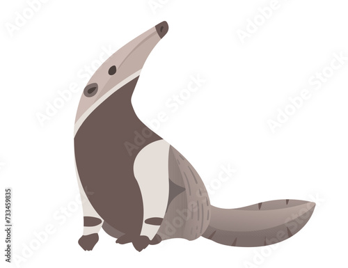 Anteater mammal cartoon animal design vector illustration isolated on white background