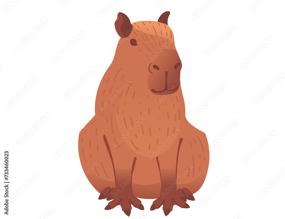 Naklejka premium Big mammal cute capybara cartoon animal design vector illustration isolated on white background