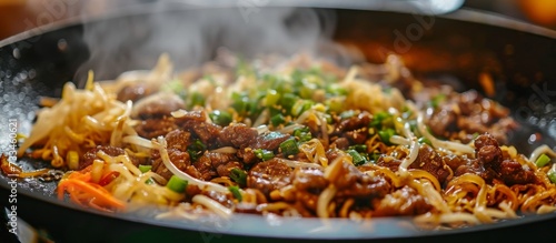 Sizzling Delight: Triple the Pleasure with Fried Noodles, Beef, and More Fried Noodles, Beef, Fried Noodles, Beef