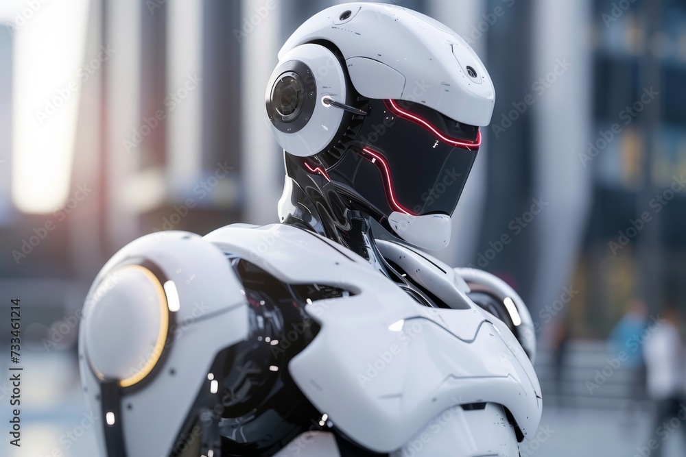 In the midst of an outdoor battle, a formidable mecha with a red and black face adorned in a sleek helmet and breastplate stands tall as a powerful and imposing fictional character In the midst of an outdoor battle, a formidable mecha with a red and black face adorned in a sleek helmet and breastplate stands tall as a powerful and imposing fictional character