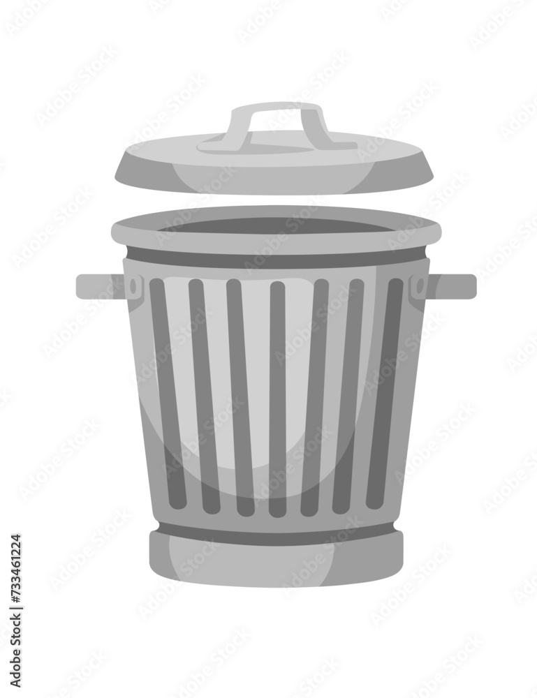 Steel trash can with lid classic design vector illustration isolated on white background Steel trash can with lid classic design vector illustration isolated on white background