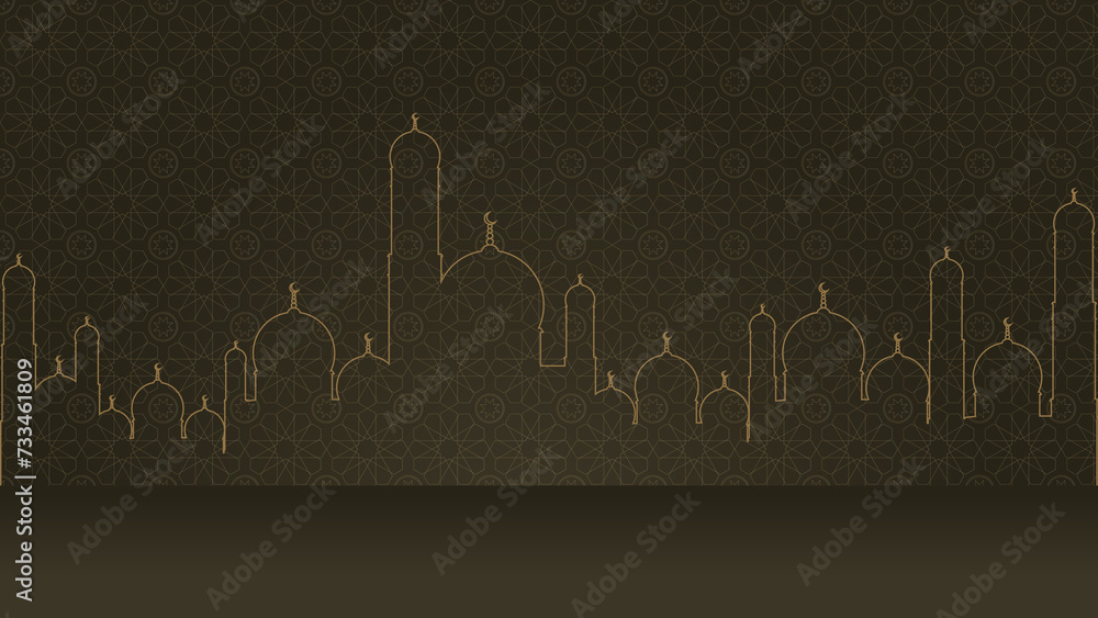 Ramadan kareem illustration, ramadan holiday celebration background, islamic pattern background, isolated in dark brown