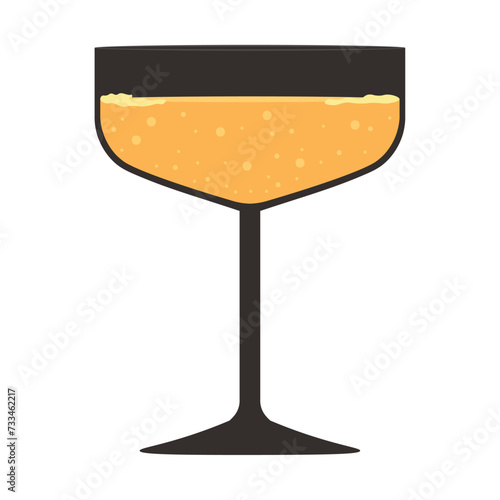 Glass of champagne on white background